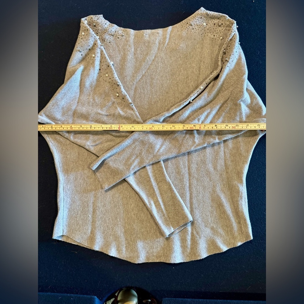 Vila Milano Grey Pearl Silver Metallic Dolman Sweater - Picture 6 of 8